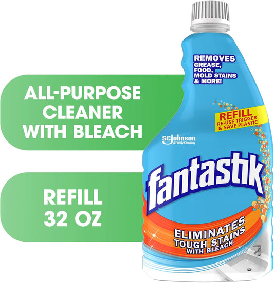 Fantastik All-Purpose Cleaner With Bleach, Refill Bottle, Fresh Scent, 32 Oz