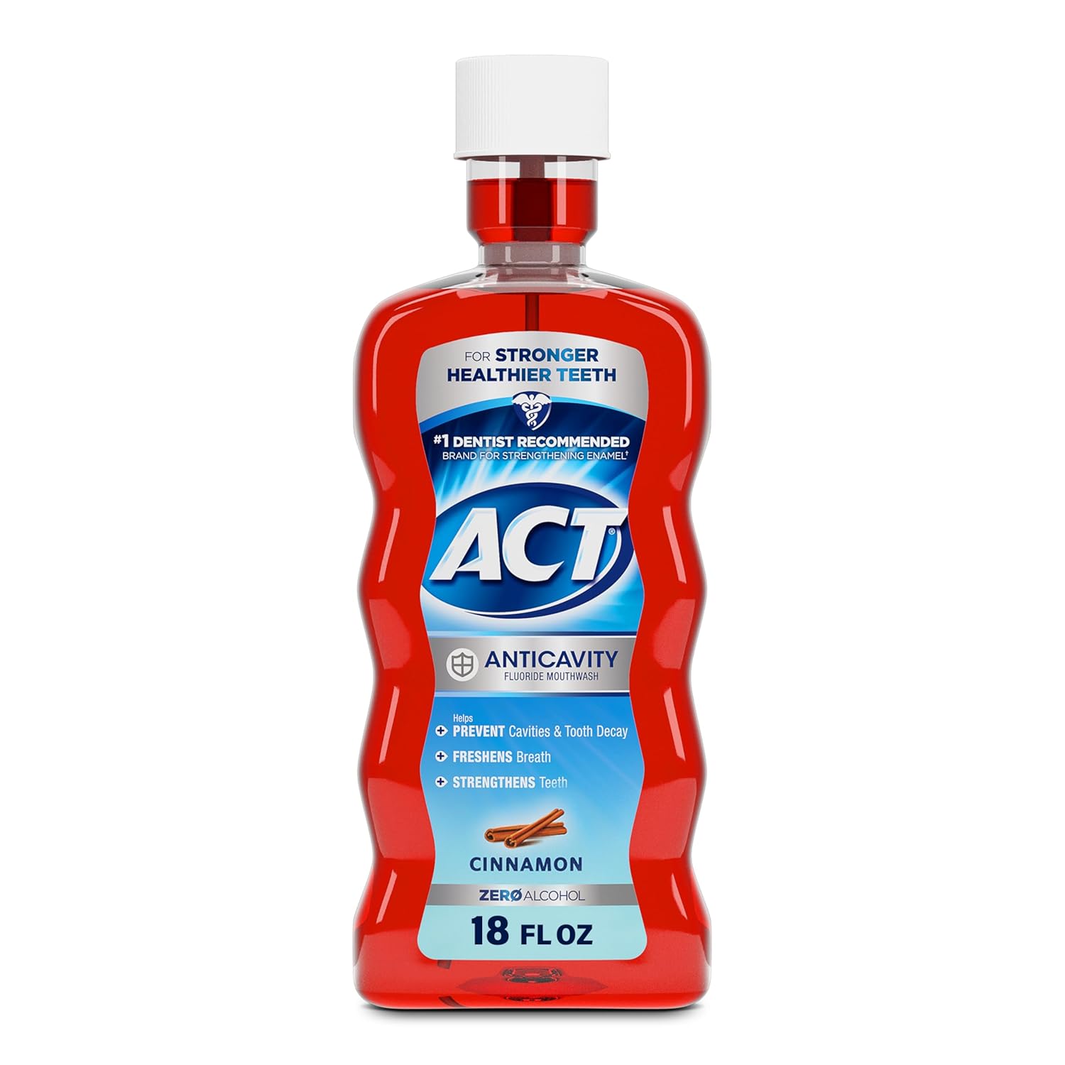 Act Anticavity Zero Alcohol Fluoride Mouthwash 18 Fl. Oz., With Accurate Dosing Cup, Cinnamon (Pack Of 1)