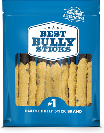 Best Bully Sticks All Natural Dog Chews - 6 Inch Cheese Wrapped Beef Collagen Sticks - Usa Baked & Packed - Highly Digestible, Limited Ingredient, Rawhide Alternative Dog Chew - 10 Pack