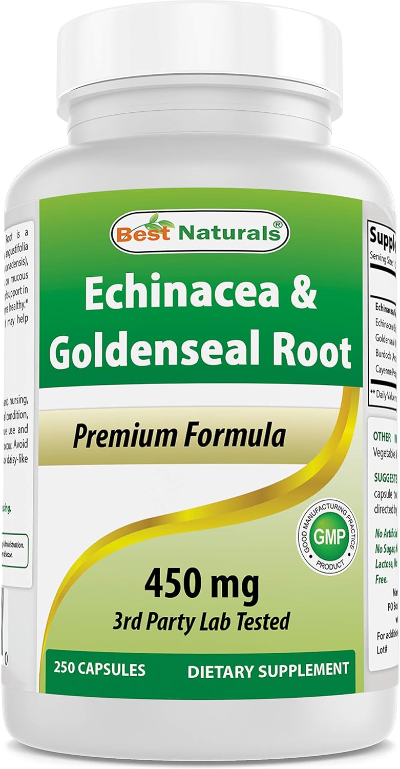 Best Naturals Echinacea Goldenseal 450 mg 250 Caps