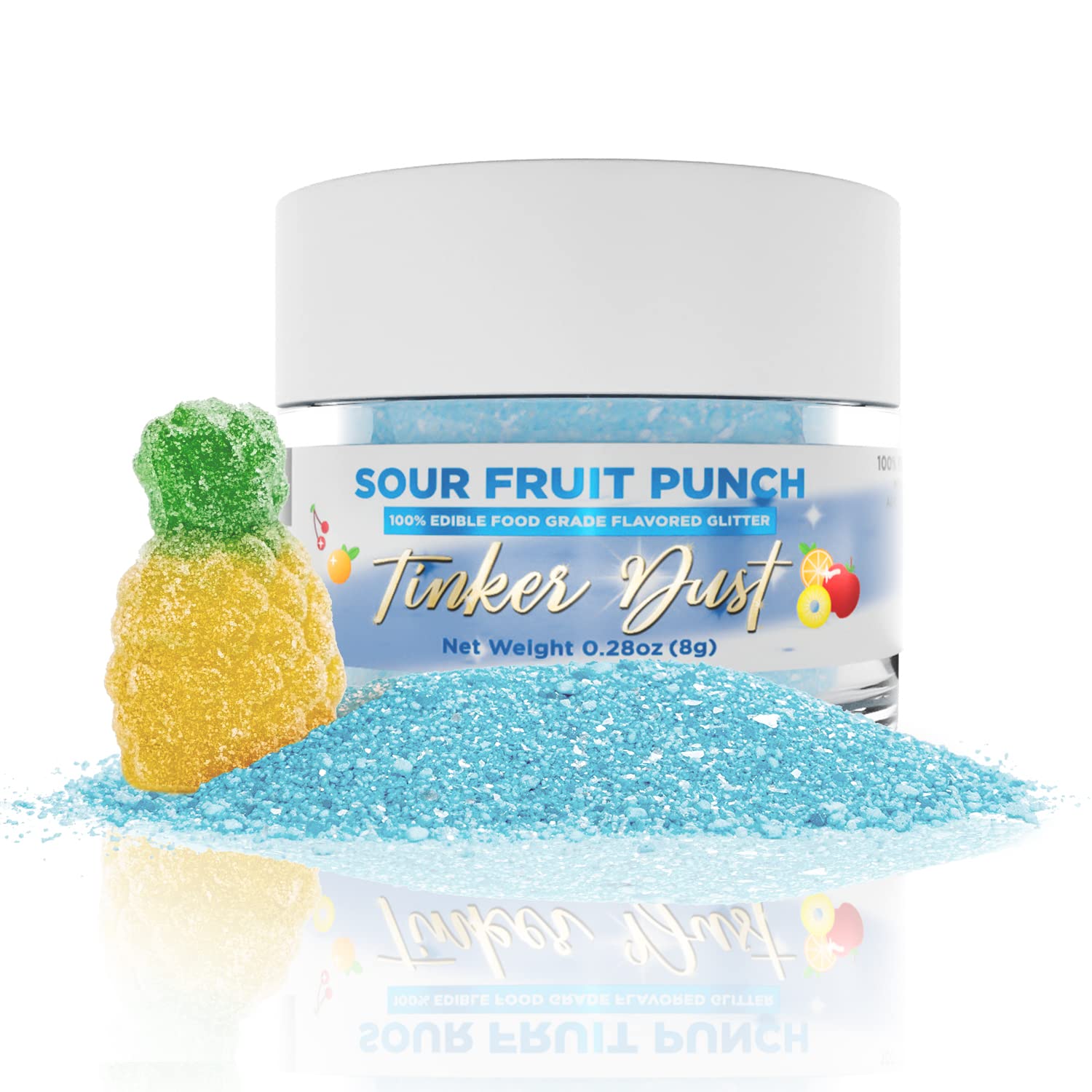 Bakell - Sour Fruit Punch Flavored Tinker Dust (8G, 1X Jar) Edible Glitter For Cakes, Cupcakes, Cake Pops, Gummies, Ice Cream And Cookies!
