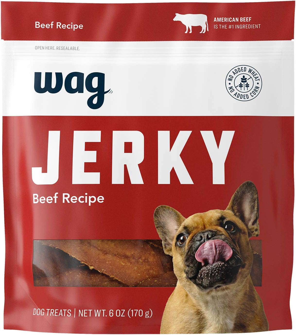 Amazon Brand - Wag Soft & Tender American Jerky Dog Treats - Beef Recipe ,6 Ounce (Pack Of 1)