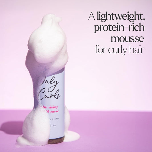 Only Curls Curl Mousse, 200Ml, Curly Hair Product, Curl Volumiser & Control, Protein Rich, Lightweight Styling Foam, Conditioned, Defined, Frizz-Free Curls, For All Curly Hair Types