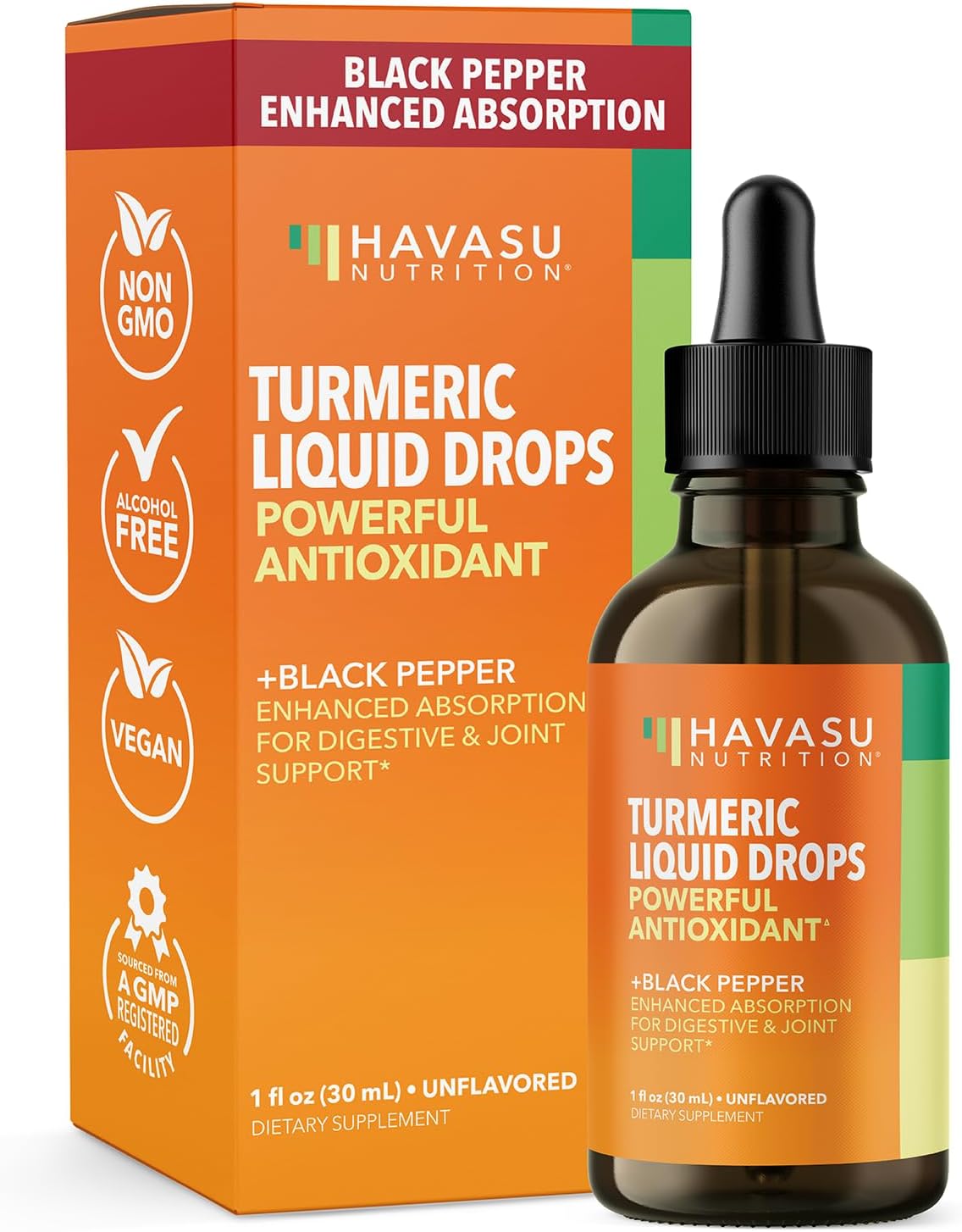 Organic Liquid Turmeric Supplement With Black Pepper - Liquid Turmeric 1000Mg Enhanced Absorption For Digestive & Joint Support - Non-Gmo, Vegan Organic Turmeric Curcumin With Black Pepper, Unflavored