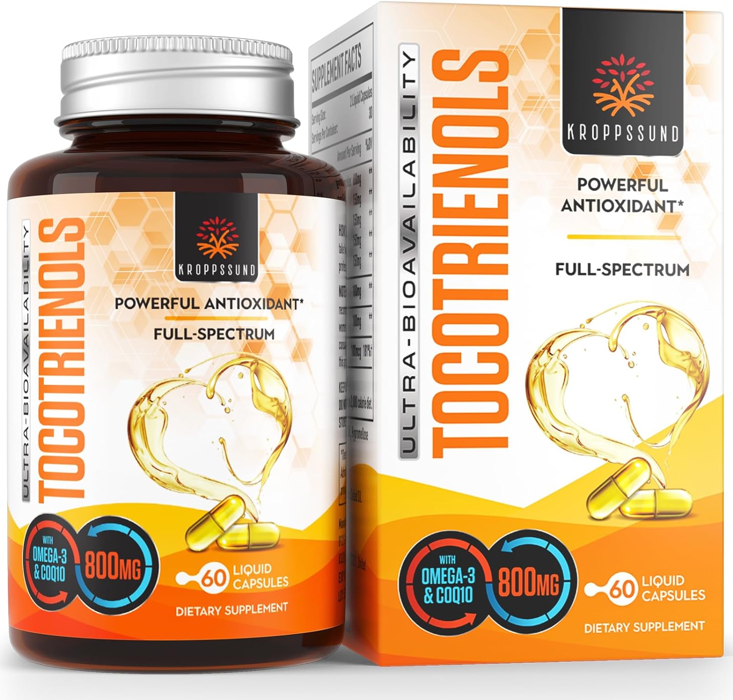 Tocotrienols 800mg Supplement | Rich in Vitamin E Tocotrienols, Cardiovascular, Antioxidant, Cellular Energy Production - 60 Liquid Capsules