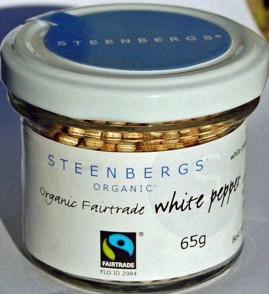 Steenbergs Organic Fairtrade White Peppercorns Standard Jar - 60G