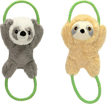 Pet Factory Logical Pet Rope Tug Plush Squeaky Dog Toy, Randomly Selected - Panda Or Sloth, One Size
