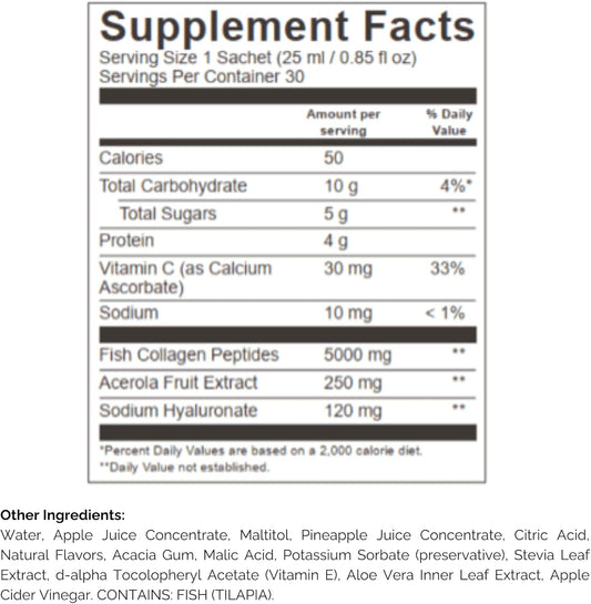 Daily·You Liquid Collagen Shot | 30 Count | 5,000 Mg Marine Collagen | Tropical Flavor | Supports Hydrated, Radiant Skin