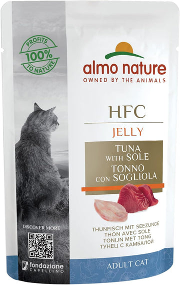 almo nature HFC Jelly Wet Cat Food Pouch with Tuna & Sole (Pack of 24 x55g)?5041