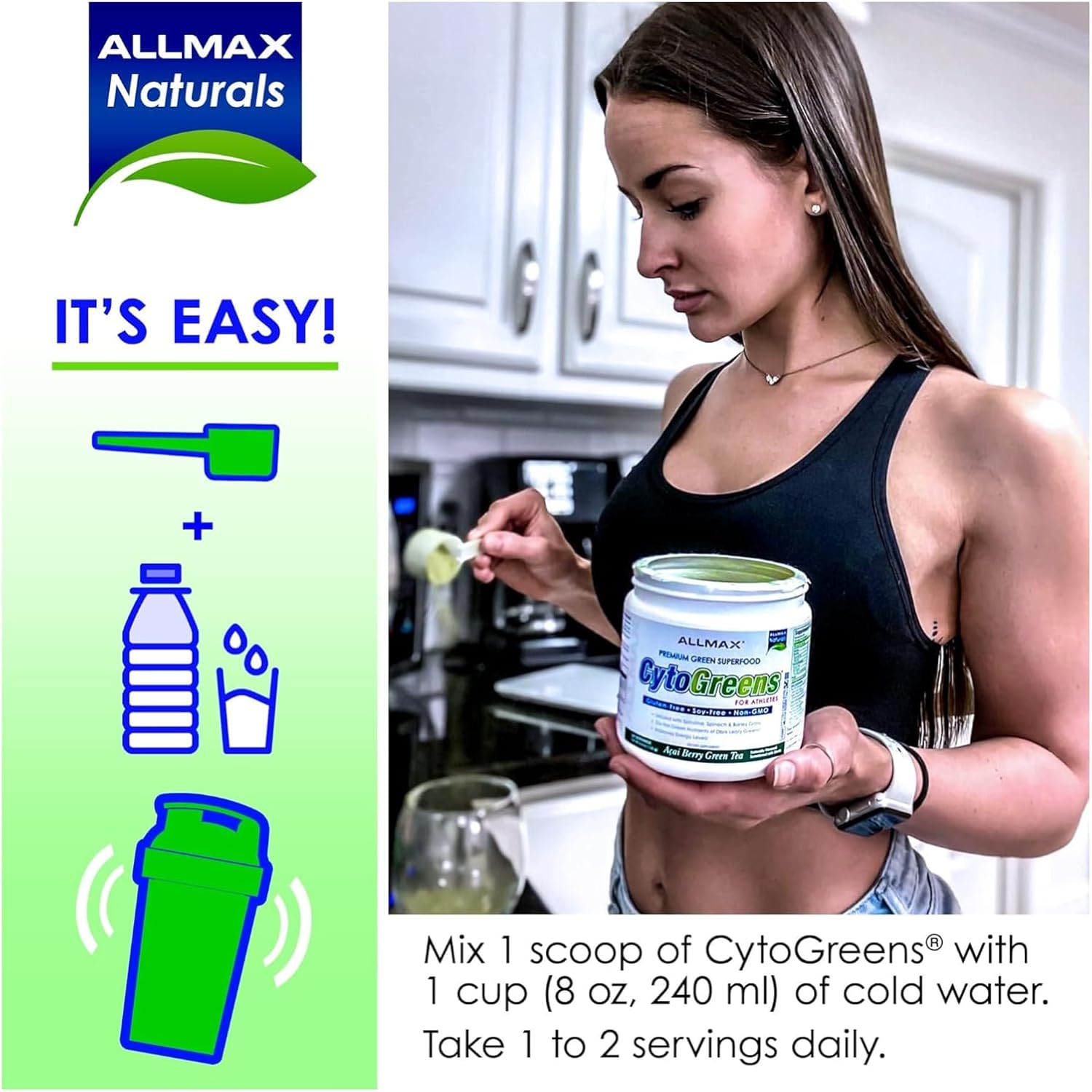 ALLMAX Nutrition - Cytogreens Super Greens Powder, Infused with Spirulina, Spinach & Barley Grass, Supports Immune Health and Digestive Function, Gluten Free and Vegan Friendly, 535 Grams : Health & Household