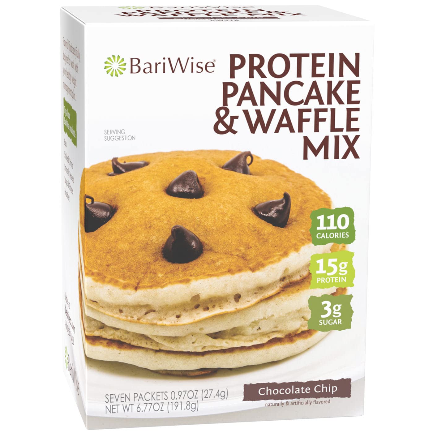 BariWise Protein Pancake & Waffle Mix, Chocolate Chip, 15g Protein, Low Sugar (7ct)