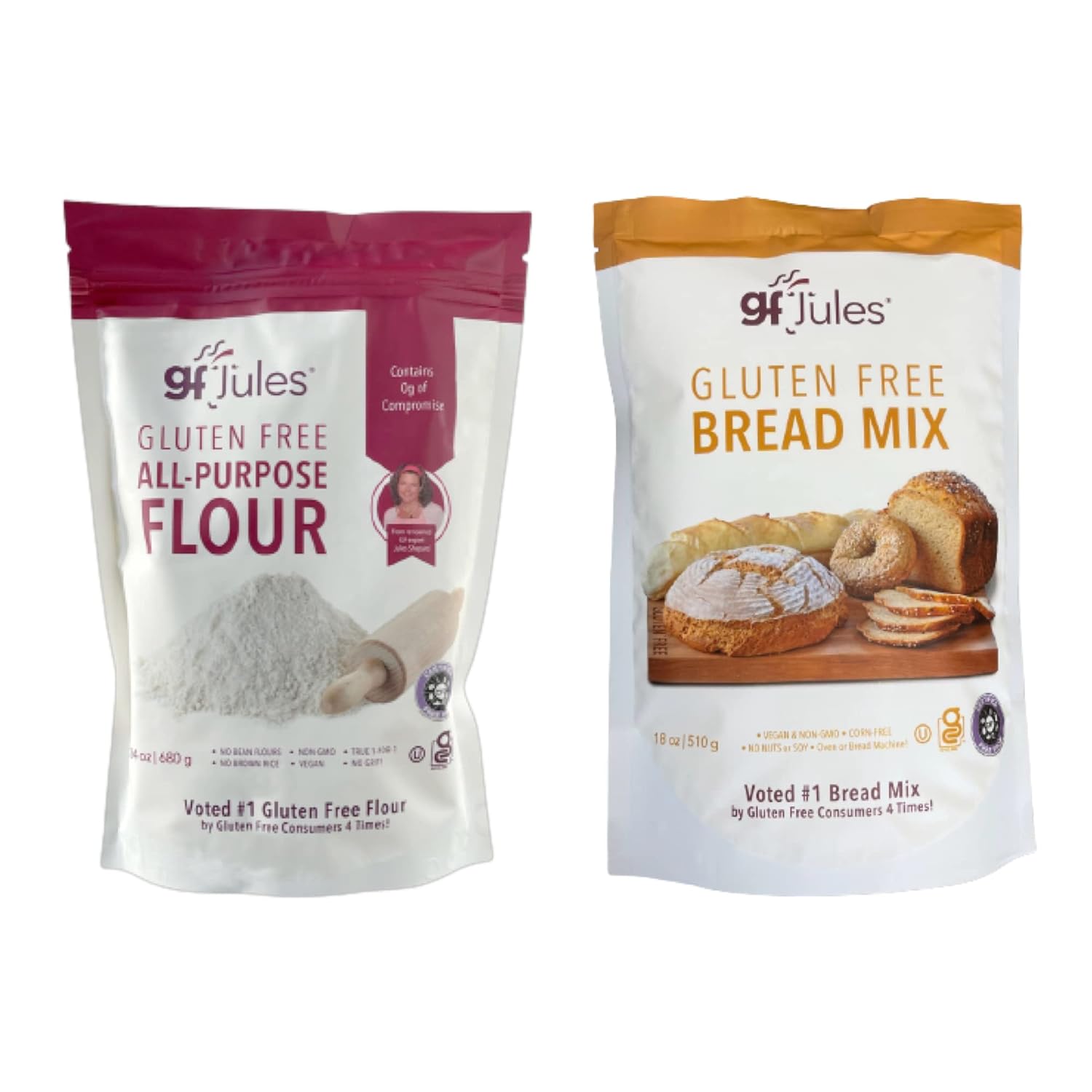 gfJules Certified Gluten Free All Purpose Flour and Bread Mix | No Grit, Non-GMO, Vegan & Kosher | Cup for Cup Baking Alternative to Regular Flour | Voted #1 by Gluten Free & Celiac Consumers