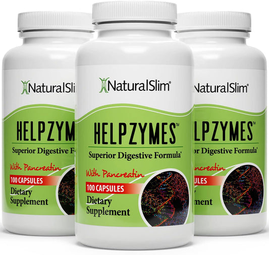 Naturalslim Digestive Enzymes For Women & Men - Helpzymes Essential Enzymes For Digestion, Gut Health, Gas Bloating Relief With Bromelain, Ox Bile, Pancreatin. & Betaine Hcl - 100 Capsules Solo