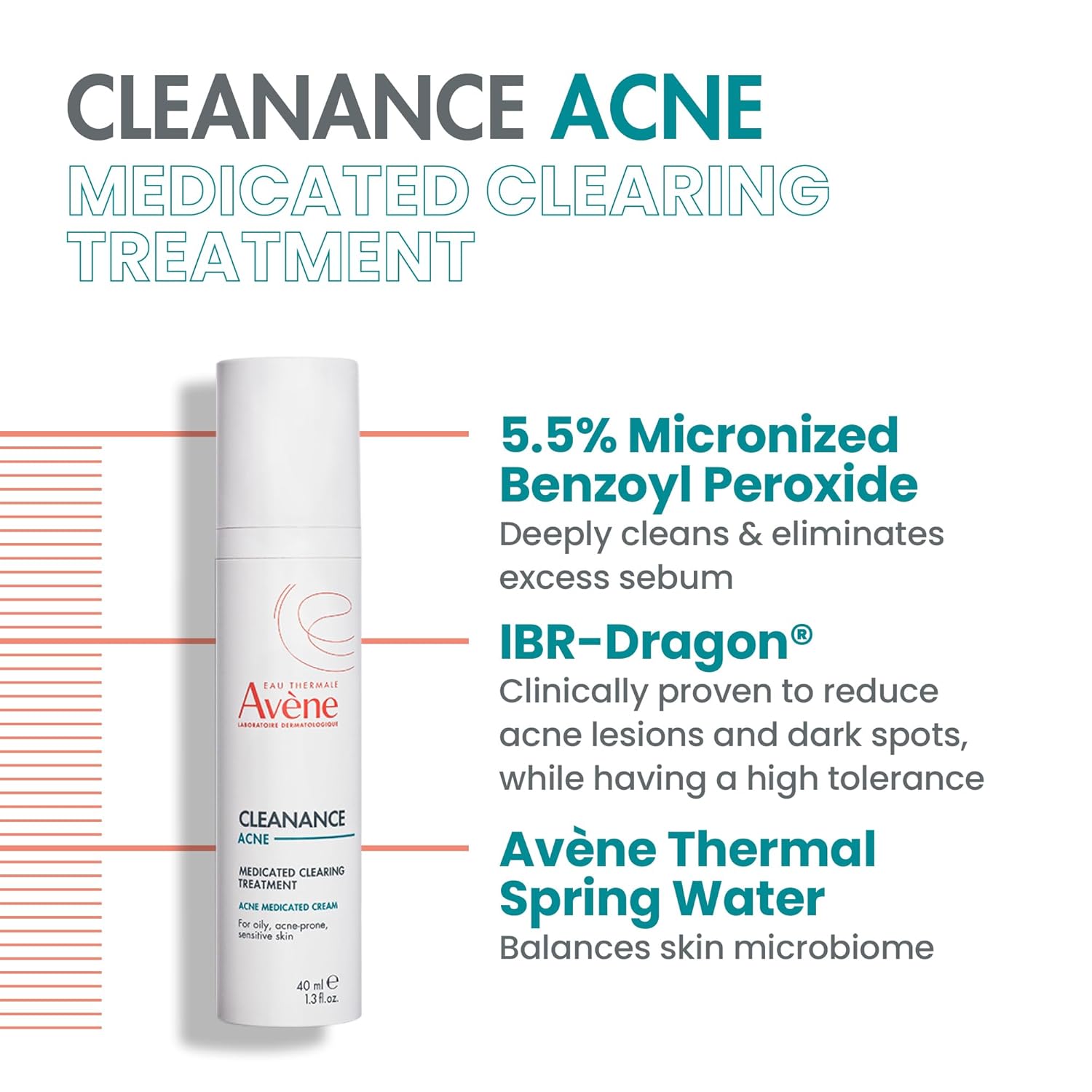 Avène Cleanance Acne Medicated Clearing Treatment With Micronized Benzoyl Peroxide, Treatment Cream For Acne Blemishes And Blackheads, Safe For Sensitive Skin : Beauty & Personal Care