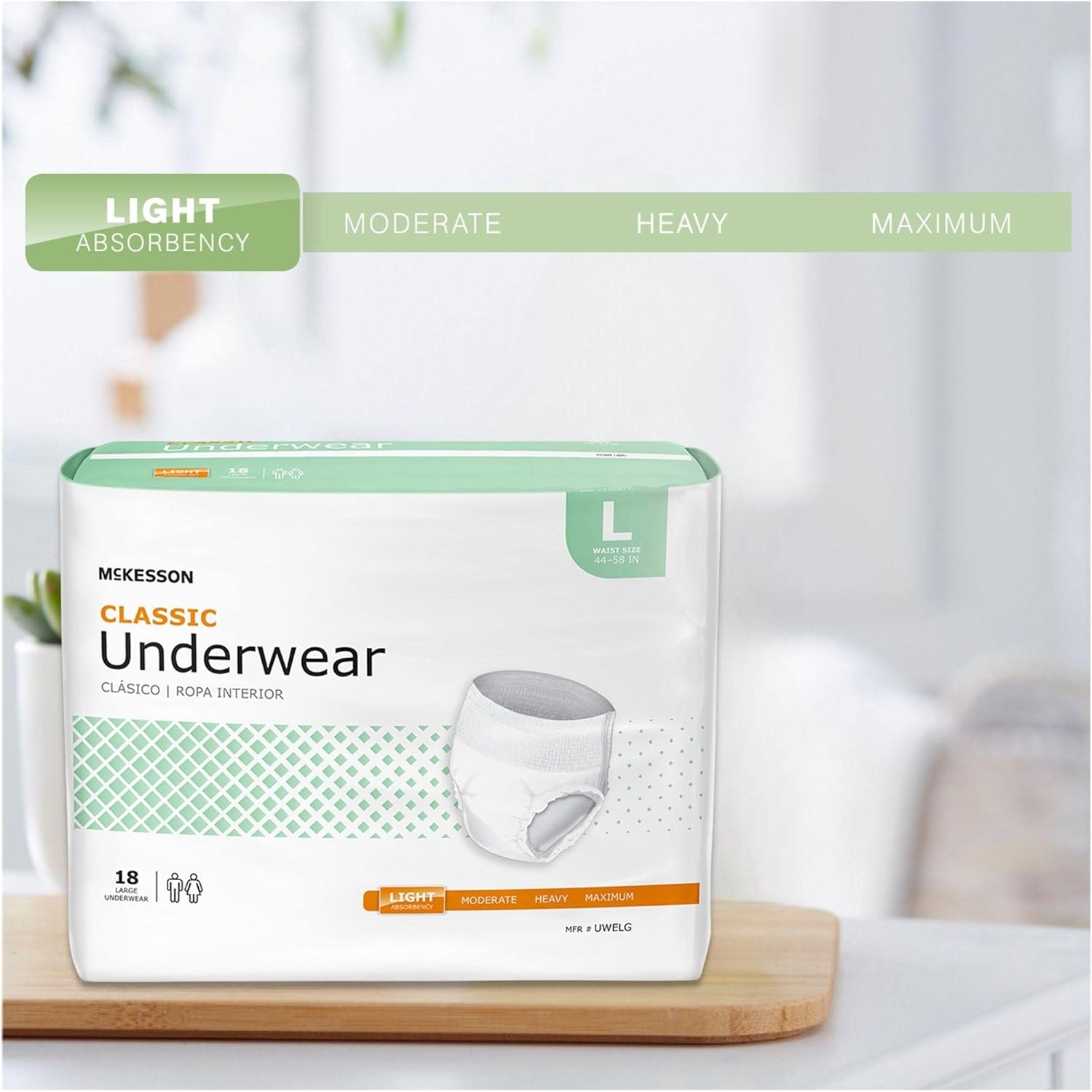 McKesson Classic Underwear, Incontinence, Light Absorbency, Large, 72 Count : Health & Household