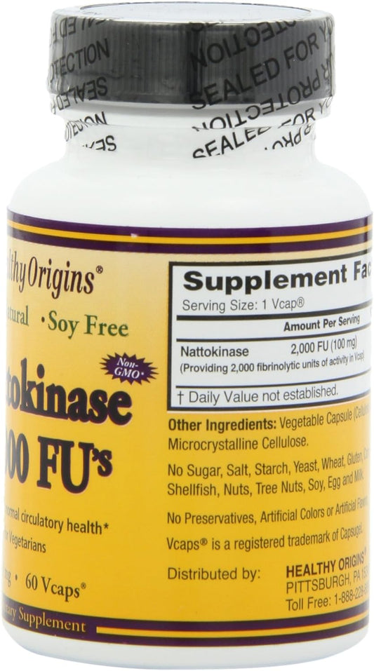 Healthy Origins Nattokinase 2, 000 FU's Multi Vitamins, 100 Mg, 60 Count