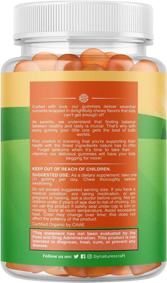 Organic Kids Immune Support Gummies - Vegan Organic Vitamin D Gummies For Kids With Vitamin C And Zinc For Kids Immunity - D3 Zinc And Vitamin C Gummies For Kids - Gluten Free & Non Gmo (60 Servings)