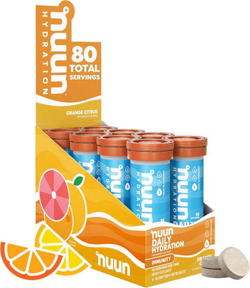 Nuun Hydration Immunity Electrolyte Tablets With 200Mg Vitamin C, Orange Citrus, 8 Pack (80 Servings)