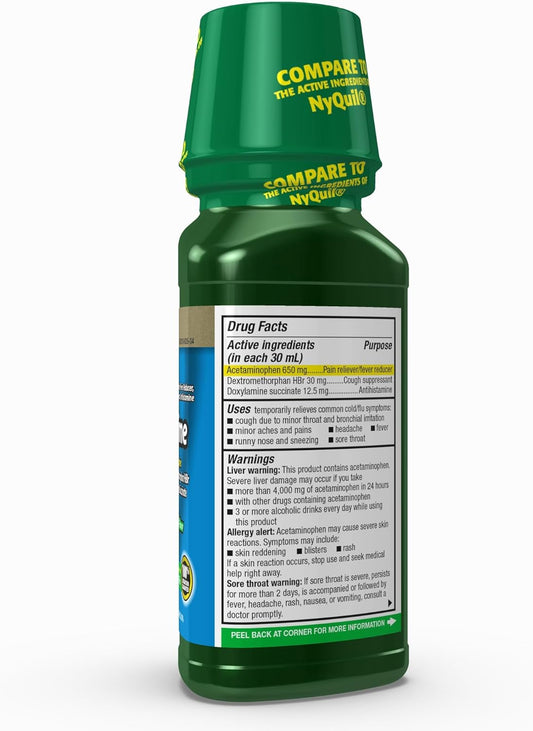 Goodsense Nighttime Cold & Flu Relief, Pain Reliever, Fever Reducer, Cough Suppressant & Antihistamine, 8 Fluid Ounces Green