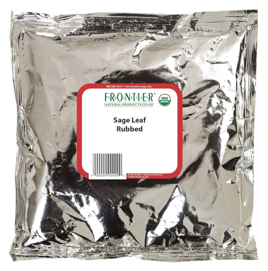 Frontier Co-Op Rubbed Sage Leaf, 1-Pound, Sweet Earthy Flavor, Hints Of Mint, Pair With Garlic & Rosemary, Kosher, Organic