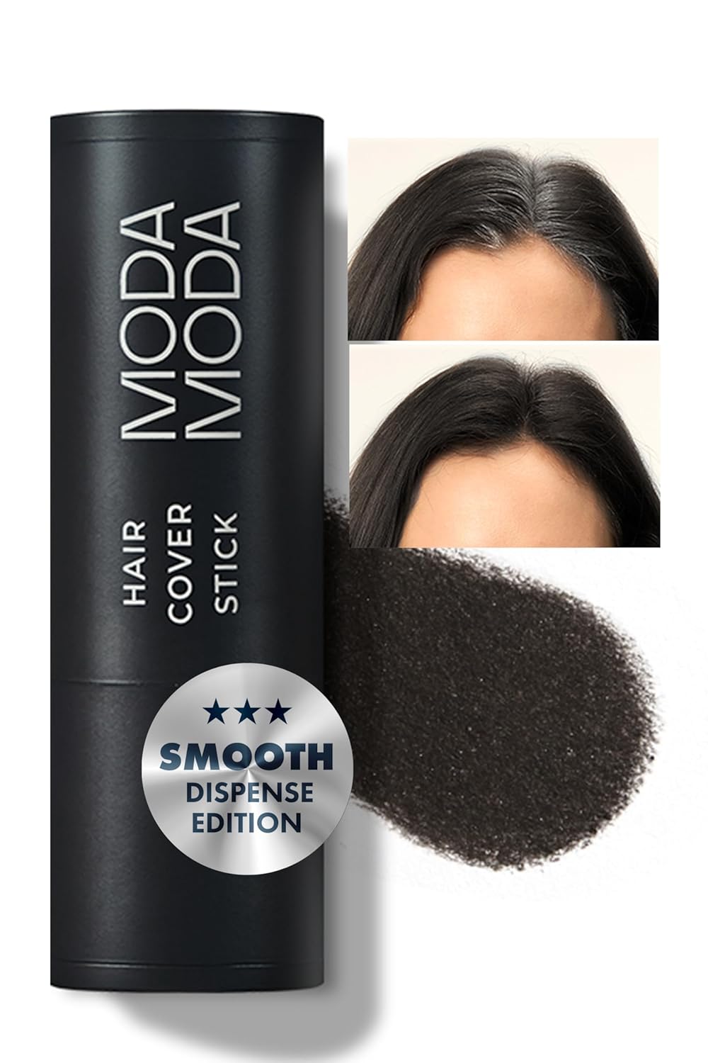 Modamoda Pro-Change Hair Cover Stick - Smooth Dispense Edition 100Hr Temporary Hair Color - Portable Hair Powder Stick For Grey Hair & Root Touch Up - Natural Black #1 (0.12 Oz)