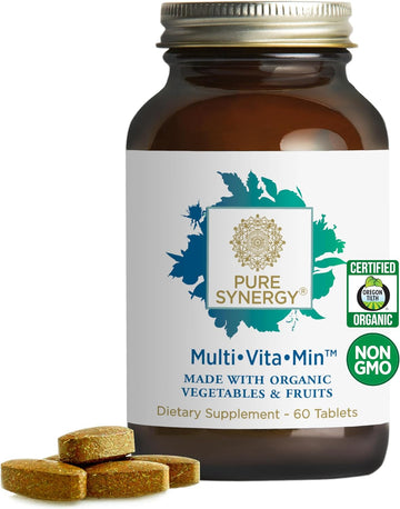 Pure Synergy Multiúvitaúmin | Vegan Multivitamin Made With Organic Whole Foods | Twice Daily Supplement For Men And Women | Core Nutrients For Energy, Mood, Immune, And Bone Health (60 Tablets)