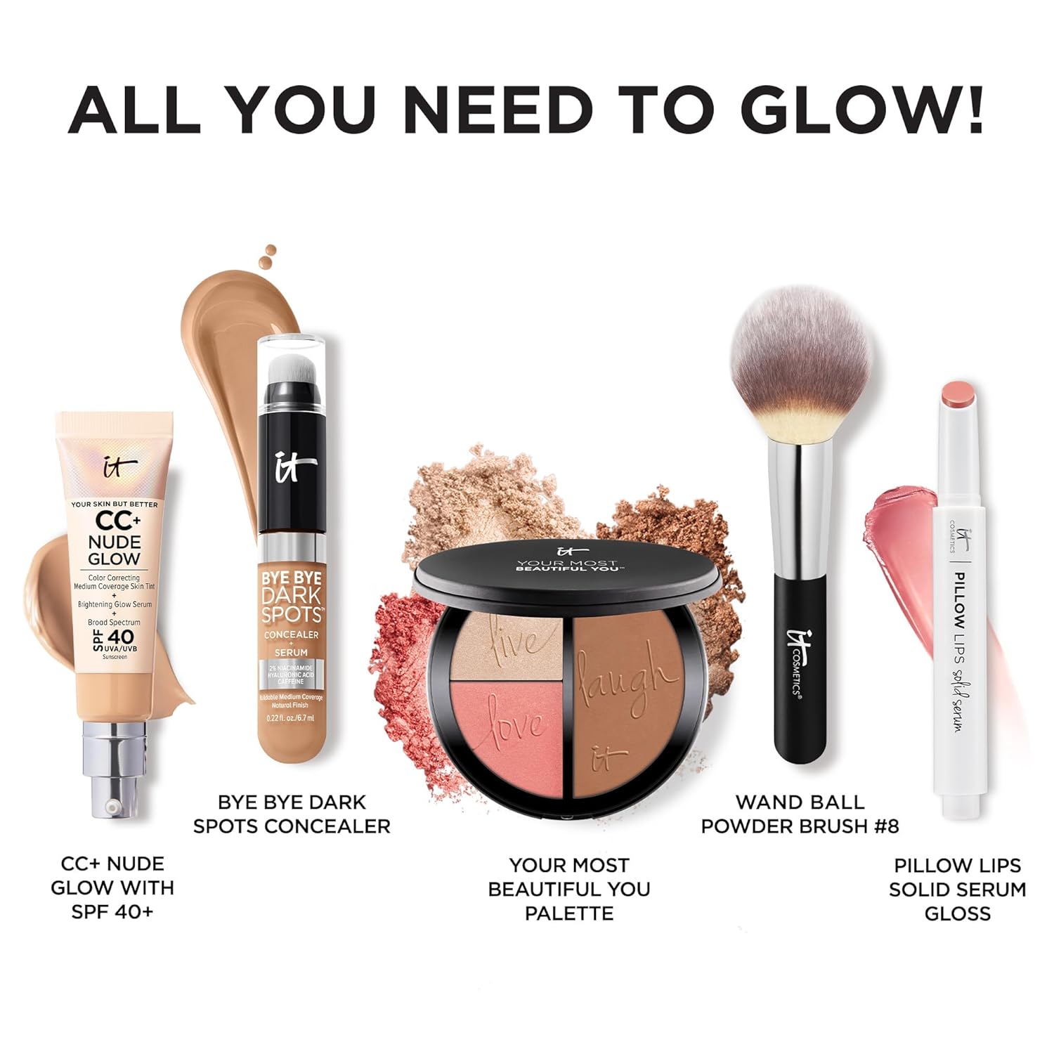 IT Cosmetics Your Most Beautiful You Anti-Aging Matte Bronzer, Radiance Luminizer & Brightening Blush Palette - With Hydrolyzed Collagen, Silk & Peptides - 0.78 Oz : Beauty & Personal Care