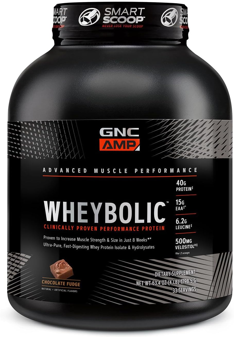 Gnc Amp Wheybolic Protein Powder | Targeted Muscle Building And Workout Support Formula | Pure Whey Protein Powder Isolate With Bcaa | Gluten Free | Chocolate Fudge | 33 Servings