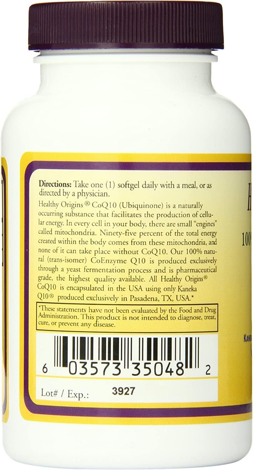 Healthy Origins CoQ10 (Kaneka Q10), 200 mg - Heart Health & Energy Supplement - Gluten-Free & Non-GMO Supplements - 60 Softgels