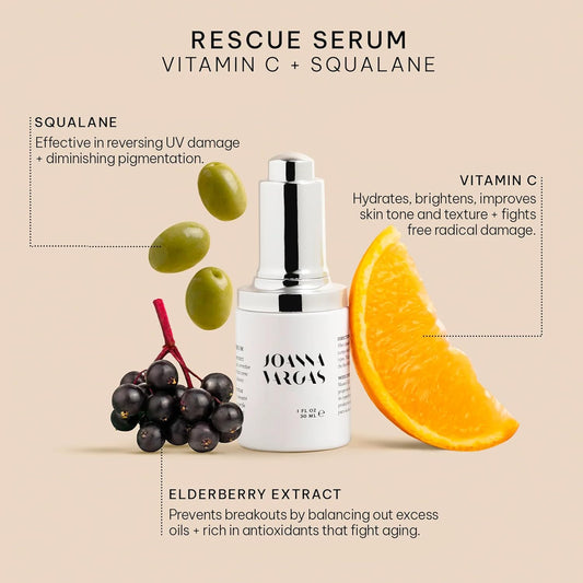 Joanna Vargas Vitamin C Serum For Face With Squalane Oil - Collagen Boosting Facial Serums For Aging Skin - Rescue Vit C Serum For Face - Hydrating Serum To Enchance Skin Texture & Boost Radiance
