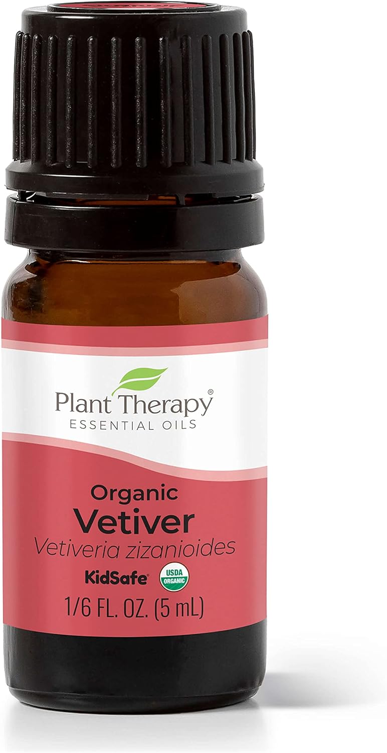 Plant Therapy Vetiver Organic Essential Oil 5 mL (1/6 oz) Pure, Undiluted, Therapeutic Grade