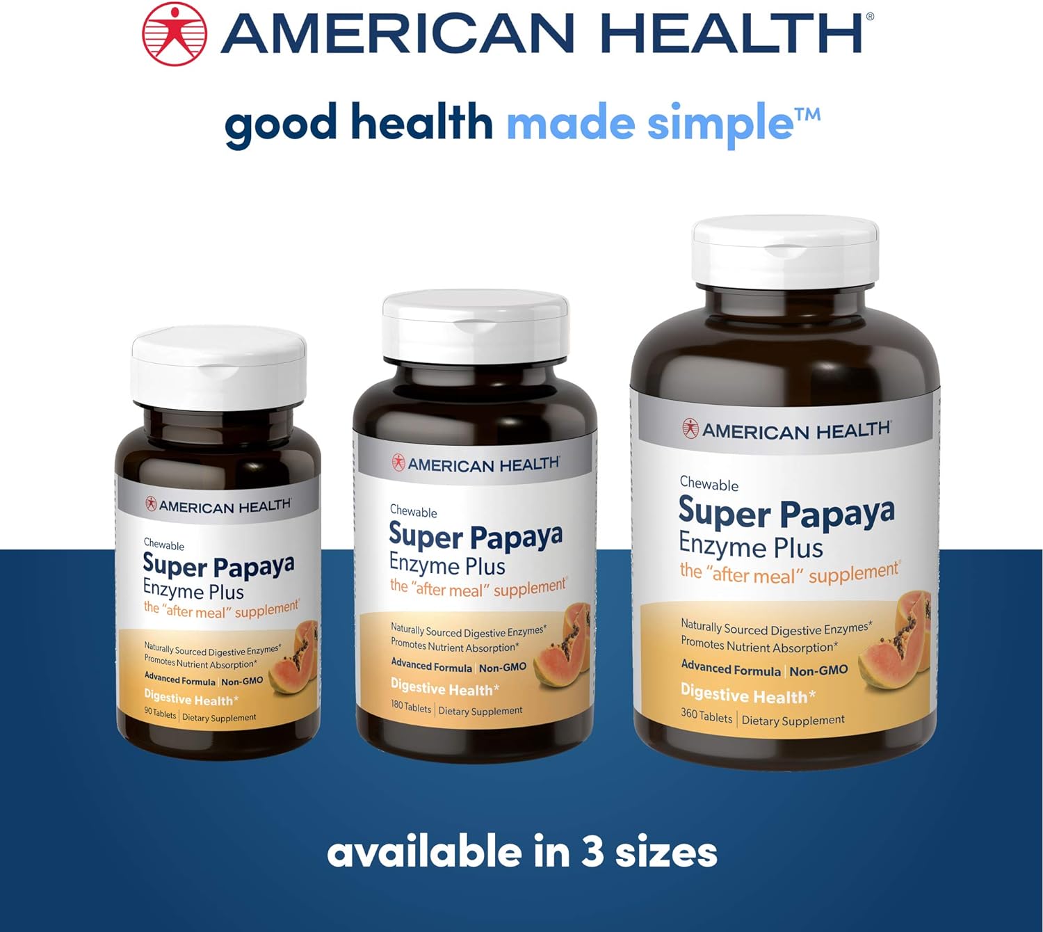 American Health Super Papaya Enzyme Plus, 90 Count : Health & Household