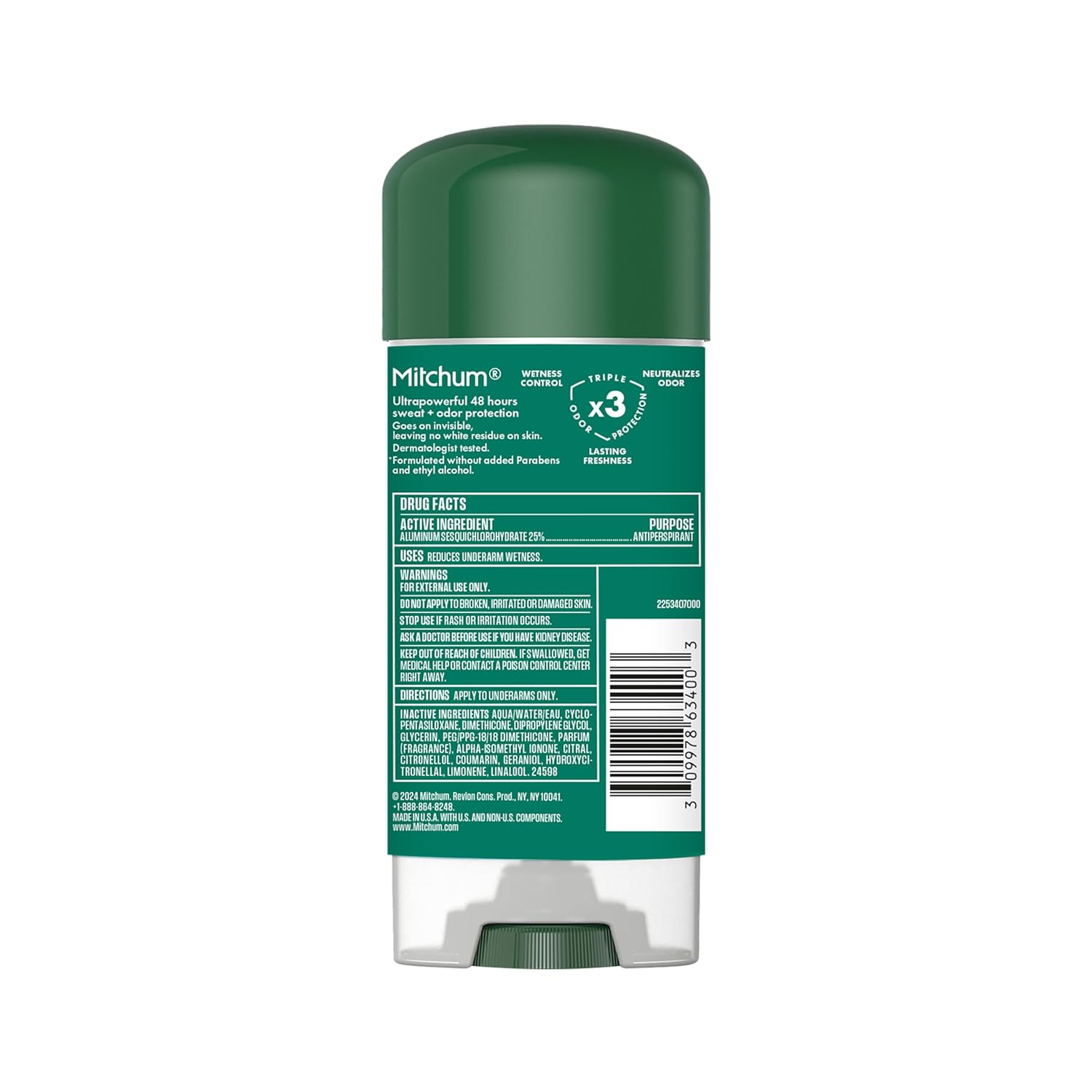 Mitchum Antiperspirant Deodorant Stick For Men, Triple Odor Defense Gel, 48 Hr Protection, Dermatologist Tested, Mountain Air, 2.25 Oz (3202-00) : Beauty & Personal Care