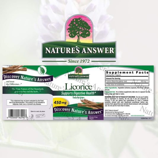 Nature's Answer Licorice Root Powder Supplement Vegetarian Capsules, 90-Count | Respiratory Support | Natural Digestive Aid | Promotes Healthy Lungs | Immune Booster