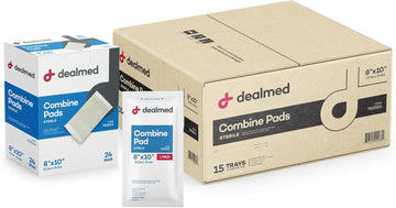 Dealmed Abdominal Combine Pads | Individually Wrapped, Absorbent, Latex-Free, Non Adherent | Abdominal Pads For Wound Care, Drainage, First Aid Kit | Sterile Abd Pads 8X10 In | 24/Box (Case Of 15)