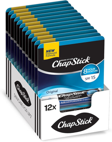 Chapstick Moisturizer Original Lip Balm Tubes, Spf 15 And Skin Protectant - 0.15 Oz (Pack Of 12)