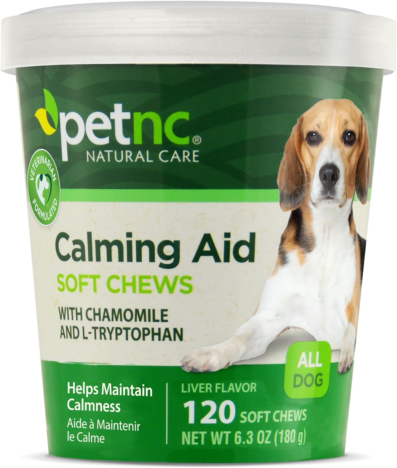 PetNC Natural Care Calming Aid Soft Chews for Dogs, 120 Count