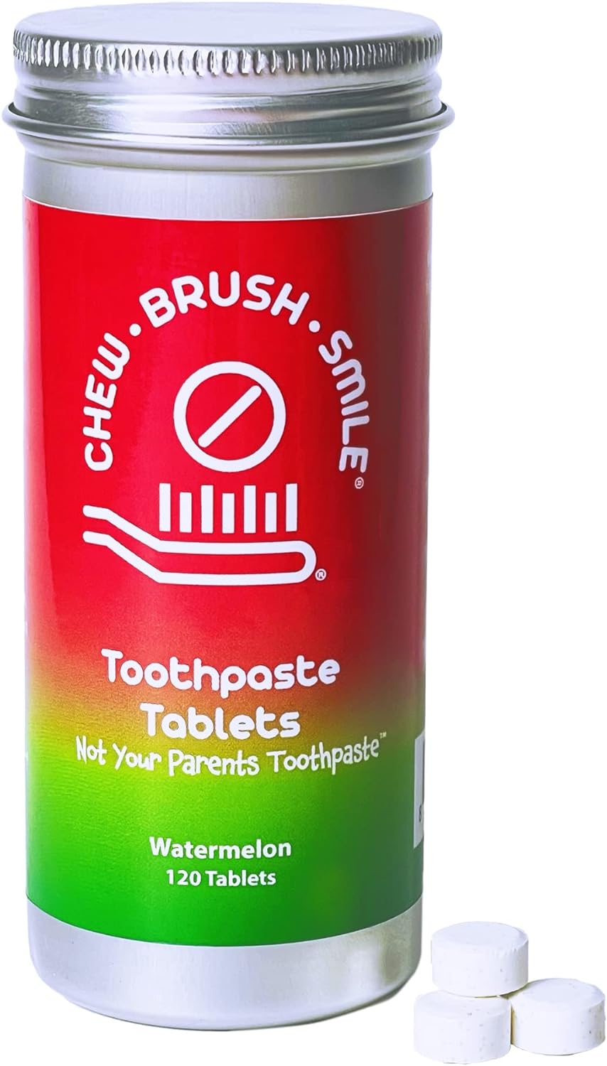 Chew Brush Smile Toothpaste Tablets Watermelon 120 Count : Health & Household
