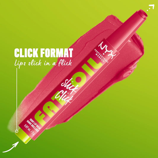 Nyx Professional Makeup Lip Balm, A Hint Of Colour, Infused With Oils For Long Lasting Hydration, Lightweight & Vegan Formula, Fat Oil Slick Click,Hits Different