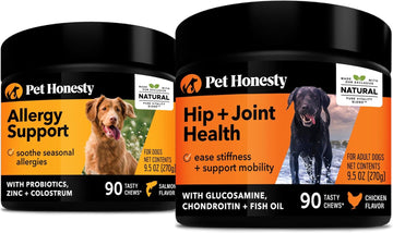Pethonesty Allergy Support + Hip & Joint Health Soft Chew Bundle - Skin & Seasonal Pollen Allergies - Itch Relief For Dogs - Joint Support, Chondroitin, Msm, Turmeric, Pet Joint Pain Relief Vitamin