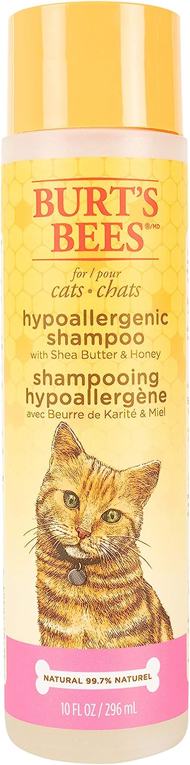 Burt's Bees for Pets Cat Hypoallergenic Cat Shampoo with Shea Butter & Honey | Best Shampoo for Cats with Dry or Sensitive Skin | Cruelty Free, Sulfate & Paraben Free, pH Balanced for Cats - 10oz