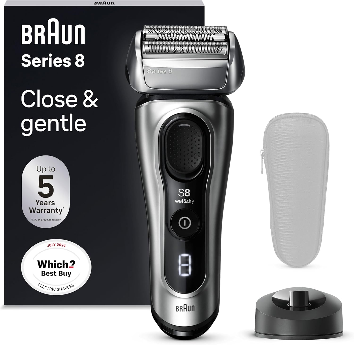 Braun Series 8 Electric Shaver For Men, 4+1 Shaving Elements & Precision Long Hair Trimmer, Charging Stand, Wet & Dry Electric Razor With 60 Minute Runtime, 8517S, Silver, Rated Which Best Buy