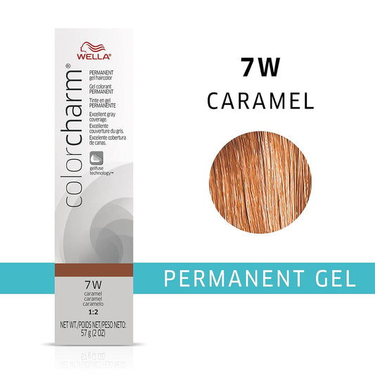 Colorcharm Permanent Gel, Hair Color For Gray Coverage, 7W Caramel