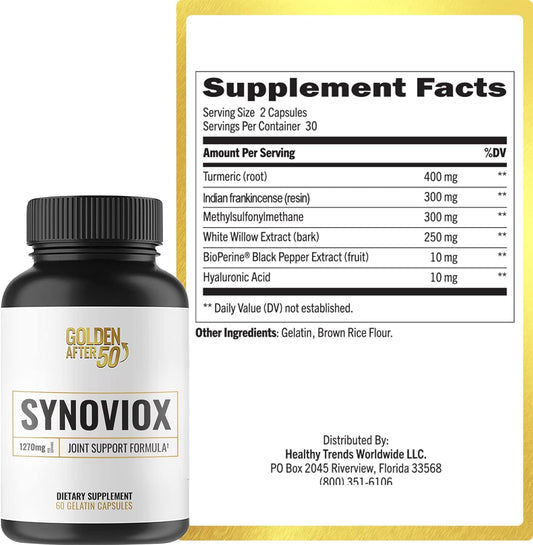 Synoviox - 1270mg Joint Support Supplement - 3 Bottles - Supports Joint Health and Joint Comfort - Boswellia Capsules with Cucurmin, Hyaluronic Acid, and Bioperine