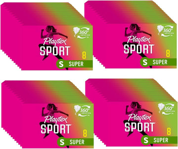 Playtex Sport Tampons, Super Absorbency, Fragrance-Free - 384Ct (48 Packs Of 8Ct)