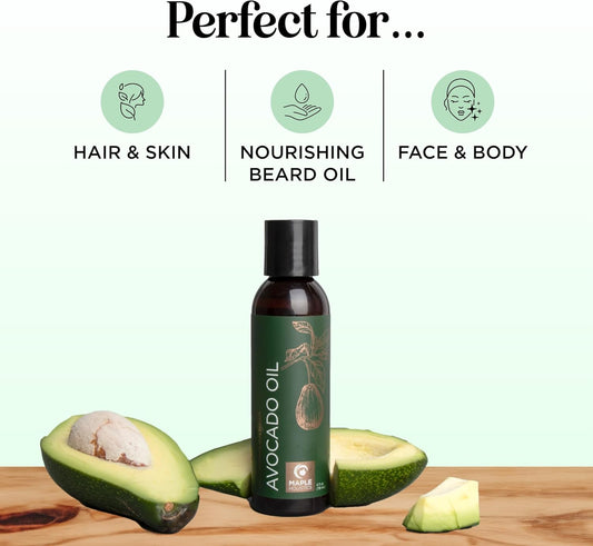 100% Pure Avocado Oil For Skin And Nail Care Plus Dry Hair Treatment And Facial Oil Moisturizer - Natural Hair Oil And Carrier Oil For Essential Oils Mixing (4 Fl Oz)