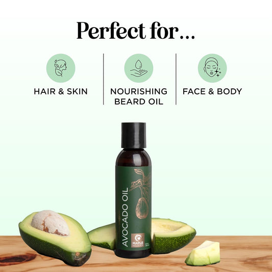 Avocado Oil For Hair and Skin - 100% Pure Avocado Oil for Skin and Nail Care plus Dry Hair Treatment and Facial Oil Moisturizer - Natural Hair Oil and Carrier Oil for Essential Oils Mixing (4 Fl Oz)