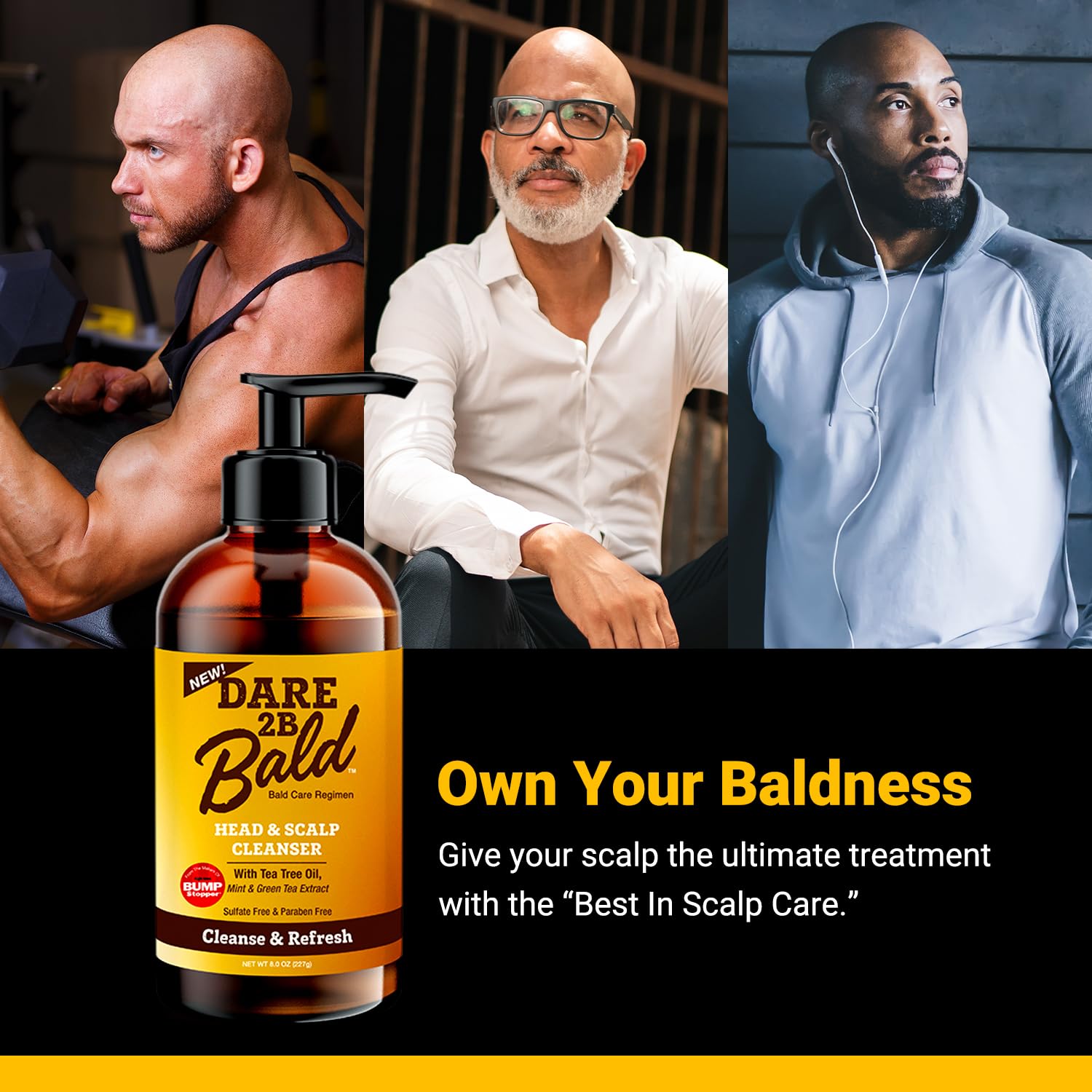High Time Dare 2B Bald Head & Scalp Cleanser | Bald Head Moisturizer For Men | Bald Head Care Regimen | With Tea Tree Oil, Mint & Green Tea Extract - 8 Fl Oz : Beauty & Personal Care