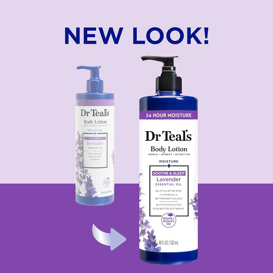 Dr Teal'S Body Lotion, Lavender Essential Oil, 18 Fl Oz (Pack Of 3)