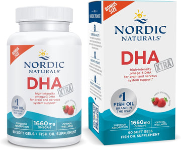 Nordic Naturals DHA Xtra, Strawberry - 90 Soft Gels - 1660 mg Omega-3